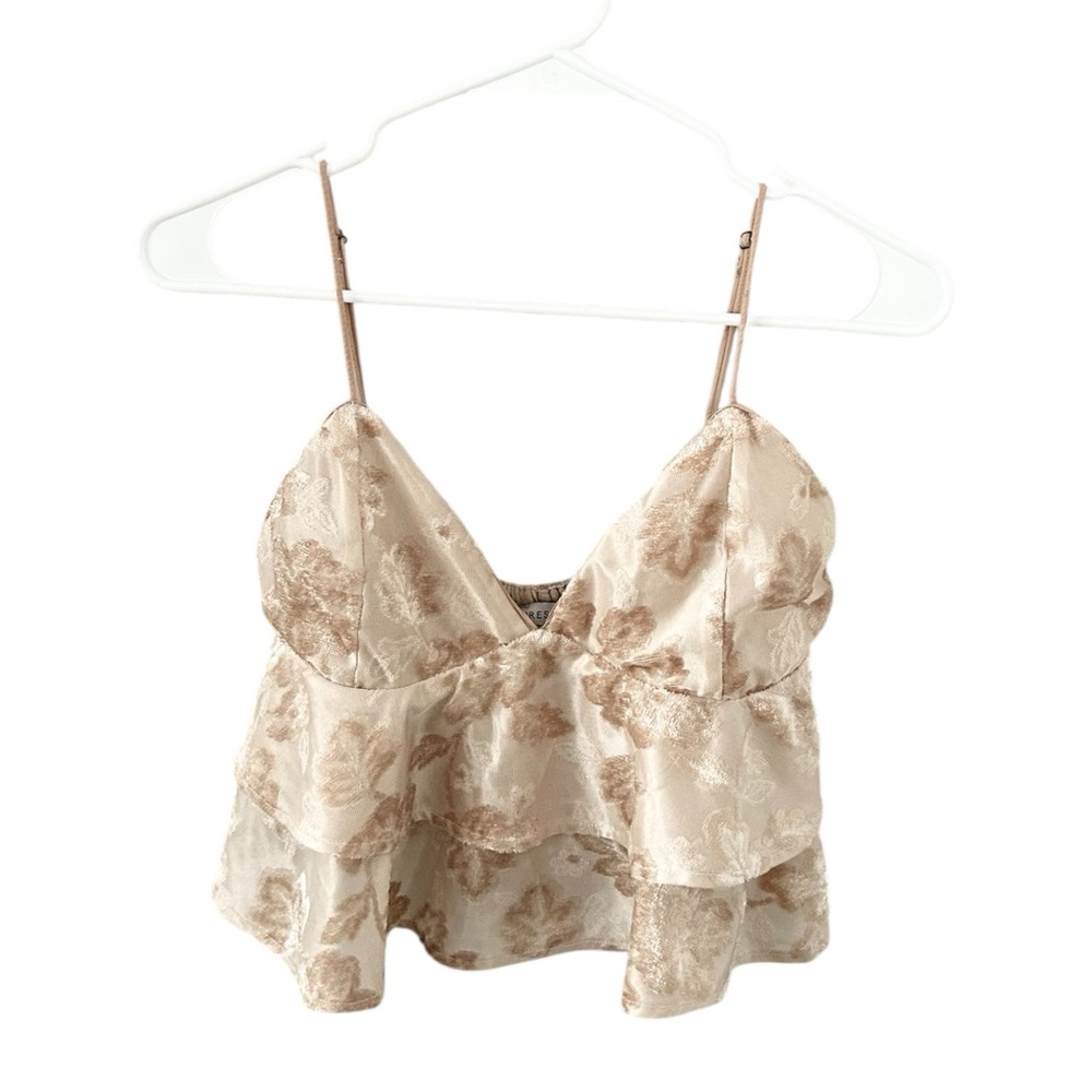 Dress Forum Los Angeles Tiered Ruffle Velvet Crop Tank Top